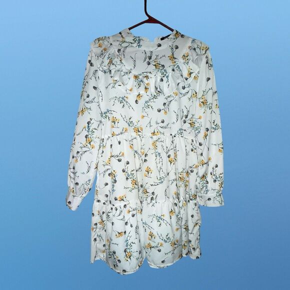 Nasty Gal Spring Floral  Ruffed Mini Prairie Dress Size Small - Picture 1 of 5
